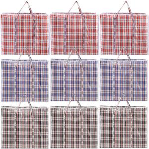 Hiceeden 9 Pack 108L Checkered Moving Storage Bags, Extra Large Travel Plaid Bag Alternative to Moving Boxes, Dorm Laundry Tote Organizer with Zipper and Handle for Clothes, Bedding, Red/Blue/Black