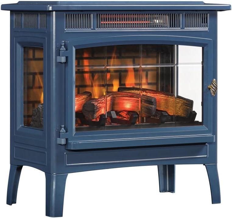 duraflame Freestanding Electric Fireplace Stove Heater with 3D Flame Effect for 1,000 Sq. Ft. Room, Navy