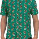 LRD Men's Novelty Casual Button Down Shirt Short Sleeve Hawaiian Dress Shirts (L)