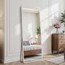 Suidia Full Length Mirror Over the Door&Wall Mounted, 48"x14" Door Mirror with Aluminum Alloy Frame, HD Shatterproof, No-Drill, Hanging Mirrors for Bedroom, Bathroom, Dorm, Closet, Rounded Rect, White