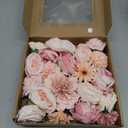 Pink Flowers Artificial Roses Combo Set Fake Pink Silk Flowers Faux Peony Flowers Mix Chrysanthemum Dahlia with Stems for Wedding Bouquets Baby Bridal Shower Party Floral Arrangements Decor