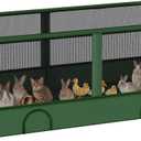 DINMO Small Animal Playpen, Chicken Brooder Box with Cover, Waterproof Indoor Outdoor Pet Cage with Sturdy Metal Frame for Bunny, Guinea Pig, Kitten, Puppy, Duck & Green