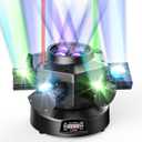 Moving Head DJ Lights, 150W RGBW LED Moving Head Light with Mixed Lighting Effects, 6 Arms Party Lights Support DMX-512 & Sound Activated, Stage Lights for Party Disco KTV Wedding Club