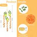 12 Pack Orange Wisteria Hanging Flowers Garland with Lights, 3.44 Feet Artificial Flower Vines, Fake Wisteria, Artificial Vines Hanging Garland for Backdrop Outdoor Patio Garden Decor