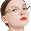 MARE AZZURO Large Bling Reading Glasses Women Trendy Round Readers  (Transparent, 1.00)
