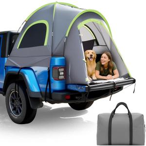 Pickup Jeep Truck Bed Tent, Tacoma Bed Tent, Tacoma Tent for 2 Person, Waterproof PU2000mm Double Layer with Rainfly, Full-Size Compact (5ft Grey & Green)
