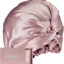 BLISSY Silk Bonnet For Sleeping For Long And Curly Hair - 100% Pure Mulberry Silk 22 Momme 6a High-grade Fibers (Pink)