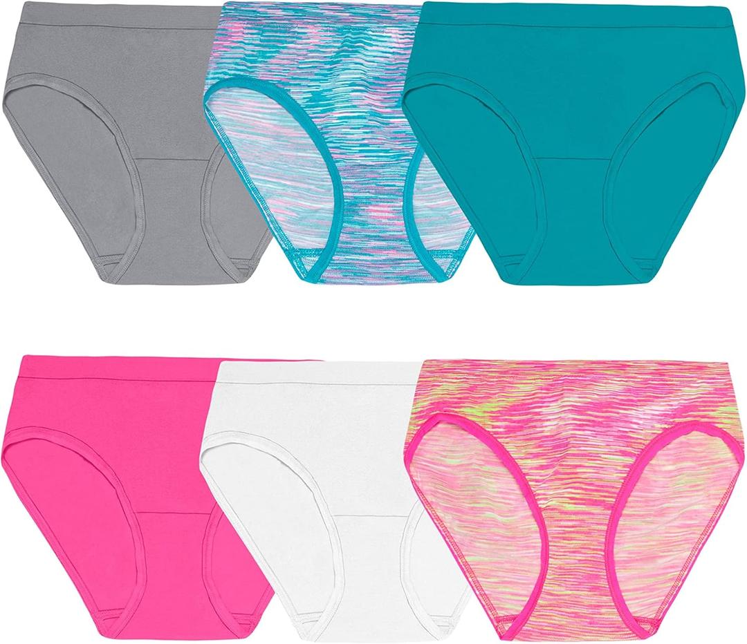 Fruit of the Loom Girls' Seamless Underwear Multipack (10-12, Hipster - 6 Pack - Assorted)