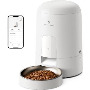 PETLIBRO Automatic Cat Feeder, Wi-Fi Rechargeable Cats Food Dispenser Battery-Operated with 30-Day Life, AIR 2.4G Wi-Fi Timed Pet Feeder for Cats & Dogs, 2L Auto Cats Feeder, White
