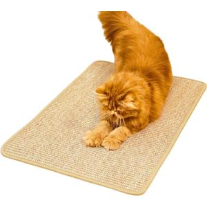 Cat Scratch Mat,23.6 X 15.7 Inch, Natural Sisal Cat Scratching Mat with Jute Border,Protect Sofas, Carpets,Floor, and cat Paws,Beige