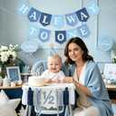 1/2 Brthday Halfway to One Baby Boy Banner Half Way Decorations