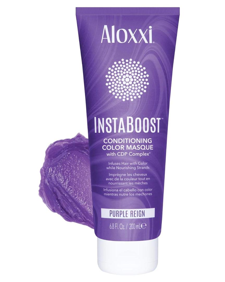 ALOXXI InstaBoost Color Depositing Conditioning Masque (Purple Reign) - Instant Temporary Hair Color Dye - Hair Color Masque for Deep Conditioning - Paraben & Gluten-Free - Purple Reign - 6.8 Fl Oz