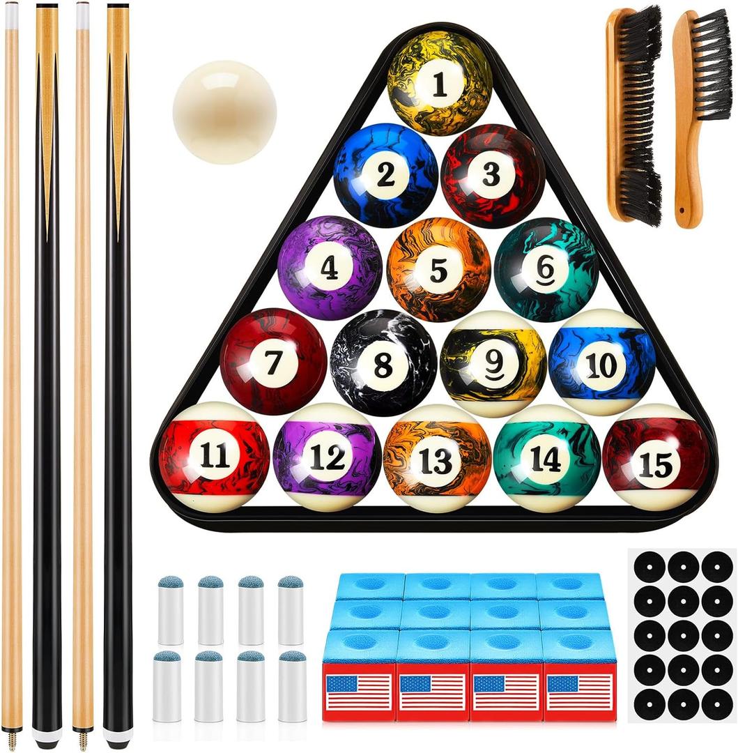Outus 71pcs Pools Table Accessories Billiards Balls with Triangle Stand Pool Cue Chalks Cue Spot Sticker Brush