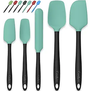 Coukre Silicone Spatula Set of 5,High Temperature Resistant, Food Grade Silicone, Dishwasher Safe, for Baking, Cooking (Aqua Green)