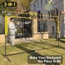 3-in-1 Portable Badminton, Volleyball & Pickleball Net Set for Adults, Adjustable Height 34"7 ft for Backyards or Beach, Outdoor Sports Combo with Carry Bag, Rackets, Paddles & Balls
