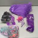 Vabean 19 Pcs 80s Costume Set T Shirt Leggings Tutu Skirt Headband Necklace Bracelets Earrings Gloves Leg Warmers for Women (Purple, S)