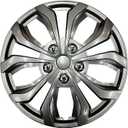 Universal Hubcaps for Steel Wheels, Snap-On Wheel Covers with Adjustable Steel Retaining Ring, Durable ABS, Patent Design (Gunmetal Gray, 16-inch) 4 PCS