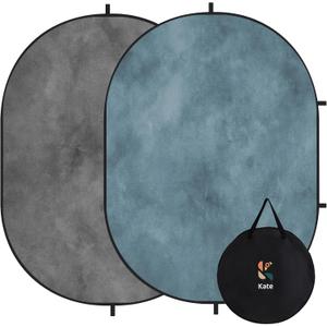 Kate Collapsible Backdrop Pop-up Photo Backdrops Folded Grey Teal for Photography, for Video, for Broadcast, 5x6.5ft