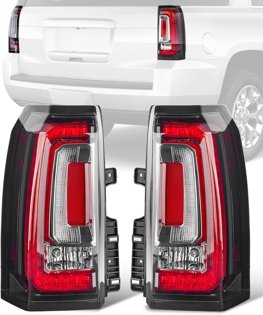 Left Driver Right Passenger Side Tail Lights Assembly Fit For GMC Yukon Yukon XL Denali SLE SLT 2015 2016 2017 2018 2019 2020 Rear LED Taillight Brake Lamp Cover Replaces GM2800268 GM2801268