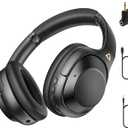 Riibox Y7Pro Hybrid Active Noise Cancelling Headphones, LDAC HiRes Audio, 100H Playtime, Bluetooth 6.0, Customize EQ via App, Comfort Fit Wireless OverEar Headphones for Home Office Travel, Black