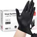 Schneider Vinyl Synthetic Exam Gloves, 4 Mil, Latex Free Disposable Gloves for Medical, Cooking, Cleaning, and Food Prep (02 Black(medium 100))