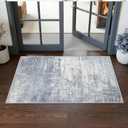 Washable 2x4 Kitchen Area Rugs: Abstract Stain-Resistant Sink Rug Non-Slip Durable Doormat Ultra Soft Bedroom Nursery Besides Carpets Indoor Water Resistant Bathroom Floor Mat(2x4,Blue/Ivory)