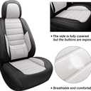 MINGBRON Car Seat Covers Full Set,Black White Car Seat Cover, Car Seat Protector Waterproof, Nappa Leather Car Seat Cushion, Fit for Most Cars