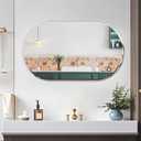 Frameless Bathroom Mirror, 26X38 inch Beveled Bathroom Mirror, | bathroom oval mirror, bedroom/wall/bathroom/makeup area/cloakroom, hung horizontally or vertically.