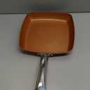 Toutrop Non-Stick Copper Square Frying Pan, 9.5" Chef Skillet with Ceramic Coating, Oven Dishwasher Safe, PFOA-Free, Home Use for All Stoves