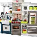 Step2 Elegant Edge Kids Kitchen Playset, Indoor/Outdoor Kitchenette, Interactive Play with Lights and Sounds, Made of Durable Plastic, Includes 78 Piece Toy Accessories, For Toddlers 3+ Years Old