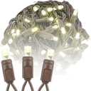 Novelty Lights 50ft 100 LED Warm White Christmas String Lights, 6" Spacing on Brown Wire, UL Listed IP55 Commercial Grade Xmas Lights for Outdoor/Indoor, Dimmable, Connectable