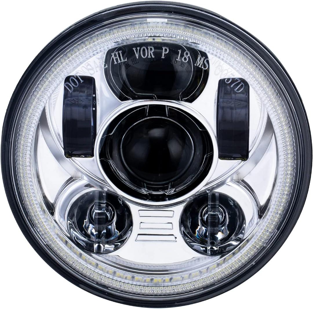 5-3/4 5.75 inch LED Motorcycle Headlight Compatible with Harley Davidson Sportster Dyna Low Rider Street Bob lron 883 1200 Softail Wide Glide Triple Headlamp