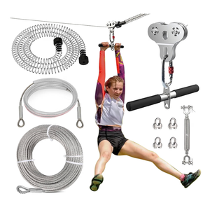 Fologtoo Zip Line for Adults Outdoor with 200FT 1/4" Stainless Steel Cable