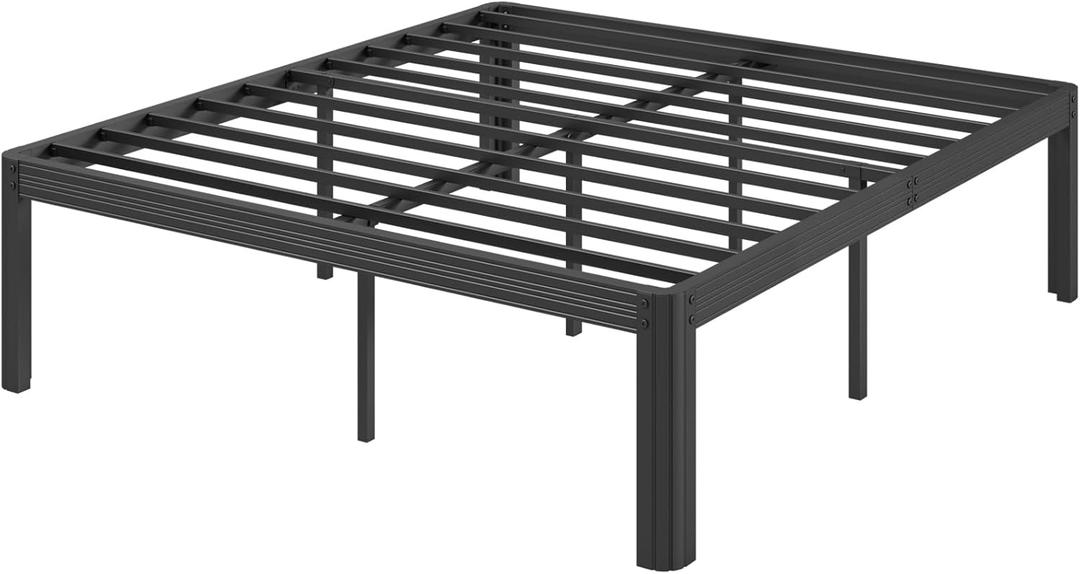 18 in High Heavy Duty King Size Bed Frame Platform, Reinforced Metal King Bed Frame No Box Spring Needed, Rounded Edge, Surdy Steels, Easy Assembly