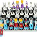 Cartoon Chess Set for Kids: JORMONY 11.8" Pink Chess Board Themed Chess Kids Chess Sets for Beginners No Stress Chess Wooden Board Games Educational Toy Boys Girls for Family School