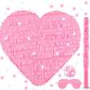 Deekin Piata Stick with Blindfold Confetti Set Piata for Birthday Party Decorations Party Gaming Theme Holiday Celebration Supply(Pink Heart)