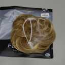 FESHFEN Messy Bun Hair Piece - Elastic Wavy Curly Hair Bun Scrunchies Extensions Synthetic Chignon Hairpieces for Women Girls, Mixed Blonde and Ash Blonde Tips 1.5 oz (Medium)