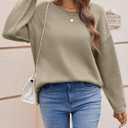 Saodimallsu Womens Oversized Crew Neck Sweaters Long Sleeve Slouchy Knit Fall Casual Loose Side Split Pullover Tops (Medium, Dark Khaki)