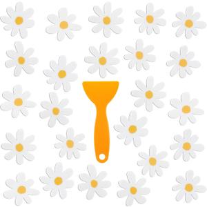 24 Pcs Flower Non Slip Bathtub Sticker Daisy Skidproof Shower Sticker Anti Slip Shower Decals Bathe Treads Adhesive Appliques Scraper Bright Flower Adhesive Decal for Bathroom Decor(White)