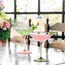 12 Pcs Plastic Martini Glasses 7oz Flower Disposable Cocktail Coupe Glasses Pink and Green Martini Cup Vintage Detachable Dessert Parfait Glassware for Wedding Birthday Bachelorette Party