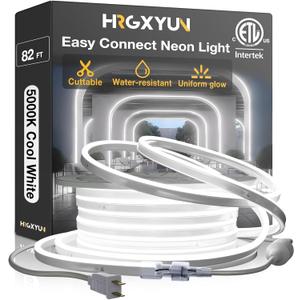 LED Neon Rope Light, 82ft Commercial LED Neon Strip Light Outdoor Waterproof,ETL Listed 5000K Cool White LED Rope Lights for Room,Building,Home,Celebration,110v