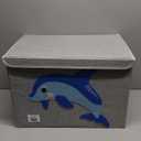 CLCROBD Foldable Large Kids Toy Chest with Flip-Top Lid, Collapsible Fabric Animal Toy Storage Organizer/Bin/Box/Basket/Trunk for Toddler, Children and Baby Nursery (Dolphine)