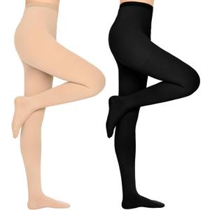 2 Pairs 15-20 mmHg Compression Pantyhose for Women, Closed Toe Compression Stockings, Waist High Opaque Compression Tights for Varicose Veins, Swelling, Teacher, Doctor (Small)