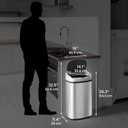 SensorCan 13 Gallon Oval Sensor Trash Can with AC Adapter and Odor Filter, Automatic Motion Sensor Kitchen Bin, Soft-Close Stainless Steel, Slim Curved Wastebasket for Narrow Walkways, Matte Silver
