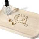 Koville Romano Travertine Tray, 12"x8" Natural Stone Vanity Tray for Countertop Bathroom Kitchen Dresser, Decorative Marble Catchall Trays for Perfume Jewelry, Rectangular Serving Tray(Beige)