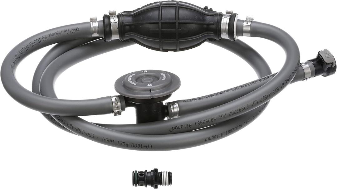 Attwood Mercury Marine Fuel Line Kit, EPA Compliant, 6 Ft, 3/8-In Dia. Hose with Tank & Engine Fittings, includes Sprayless Connector (Tank-side Fitting), Primer Bulb, Fuel Demand Valve, 93806MUSD7