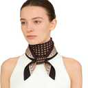 27.5" Fashion Satin Scarf - Super Soft Head Bandanas Silk Like, Medium Square Asthetic Handbag Scarf Versatile Neckerchief for Women (Black-Plaid)