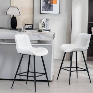 White Bar Stools Set of 2, 24 Inch Barstool with Fabric Upholstery, Large (Missing Leg, parts only)