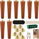MIVIDE 8 Pack Furniture Legs 8 Inches, Wood Sofa Legs Couch Legs Wooden Furniture Feet Replacement Feet for for Cabinet, Chair, Dresser or Home DIY Projects, Brown