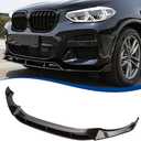 Front Lip Compatible with BMW (2018-2021) X3 G01 (2019-2021) X4 G02 M-Sport Model ABS Gloss Black Bumper Air Splitter